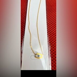 Gold Eye Pendant Necklace. Faux Gold